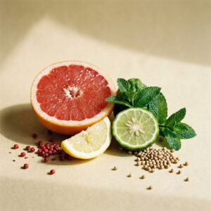 Grapefruit, Lemon, Bergamot, Mint, Pink Pepper, Coriander, Aldehydes — the opening of Bowstave.
