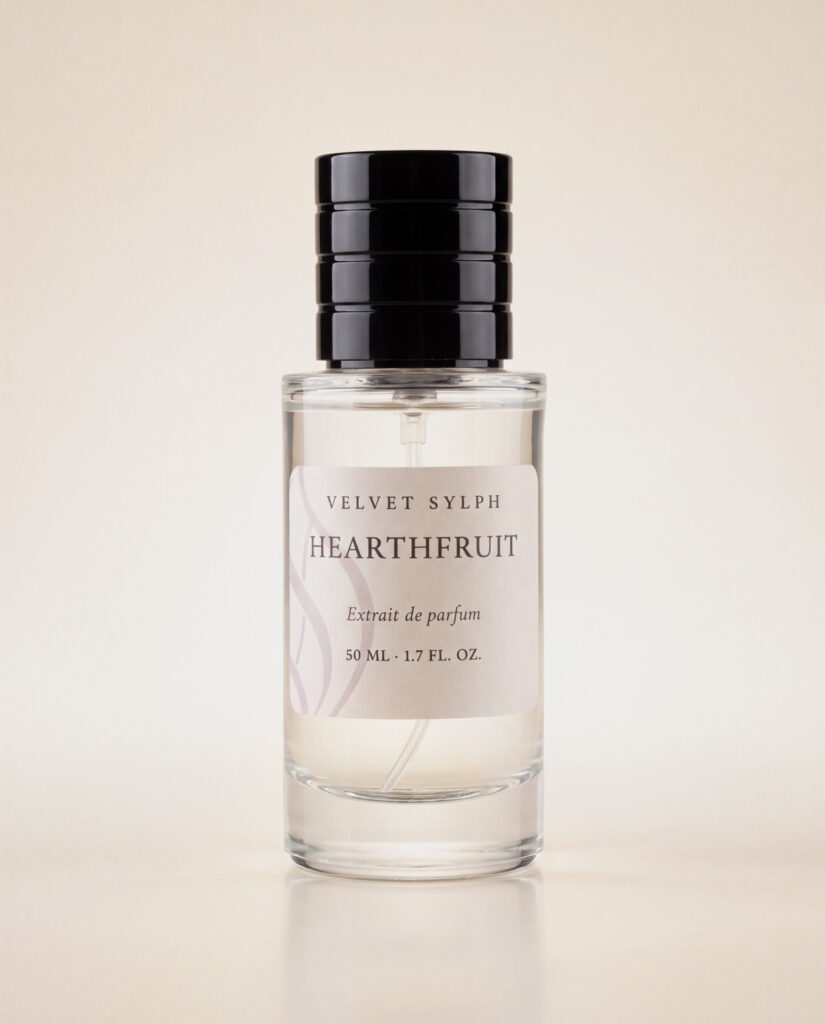 Hearthfruit Extrait de Parfum smoky fruit signature fragrance bottle by Velvet Sylph