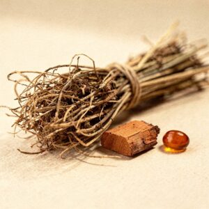Vetiver, Cedar, Patchouli, Benzoin &mdash; the dry-down of Sunstone.