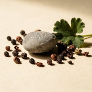 Black Pepper, Geranium, Flint &mdash; the heart of Sunstone.